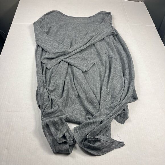 We The Free People Asymmetric Tunic Shirt Gray Laganlook Oversized Thermal L - Picture 9 of 10